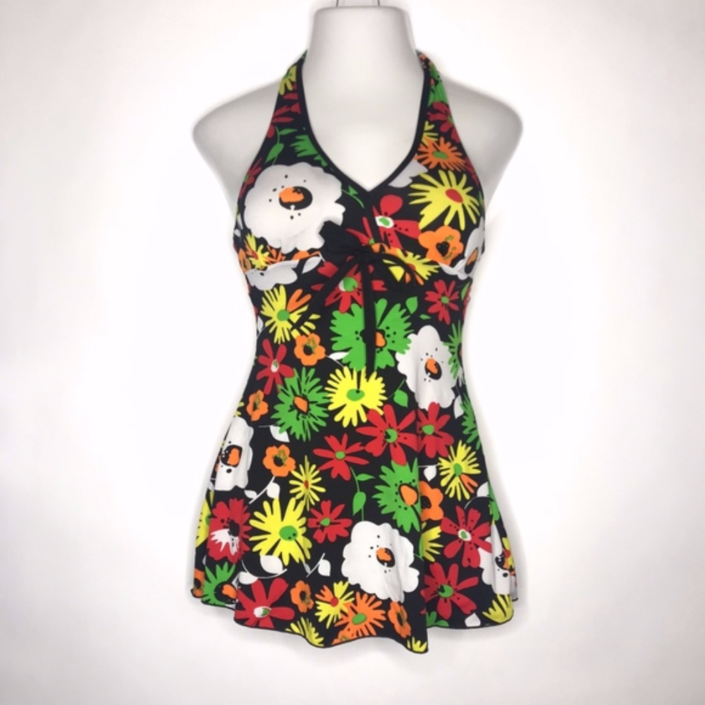 Grip Swimwear Floral Print Halter Swim Dress